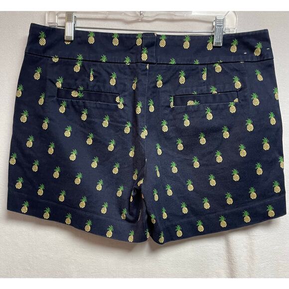 J.Crew stretch shorts‎ navy blue pineapple print size 10 women’s - Picture 2 of 6